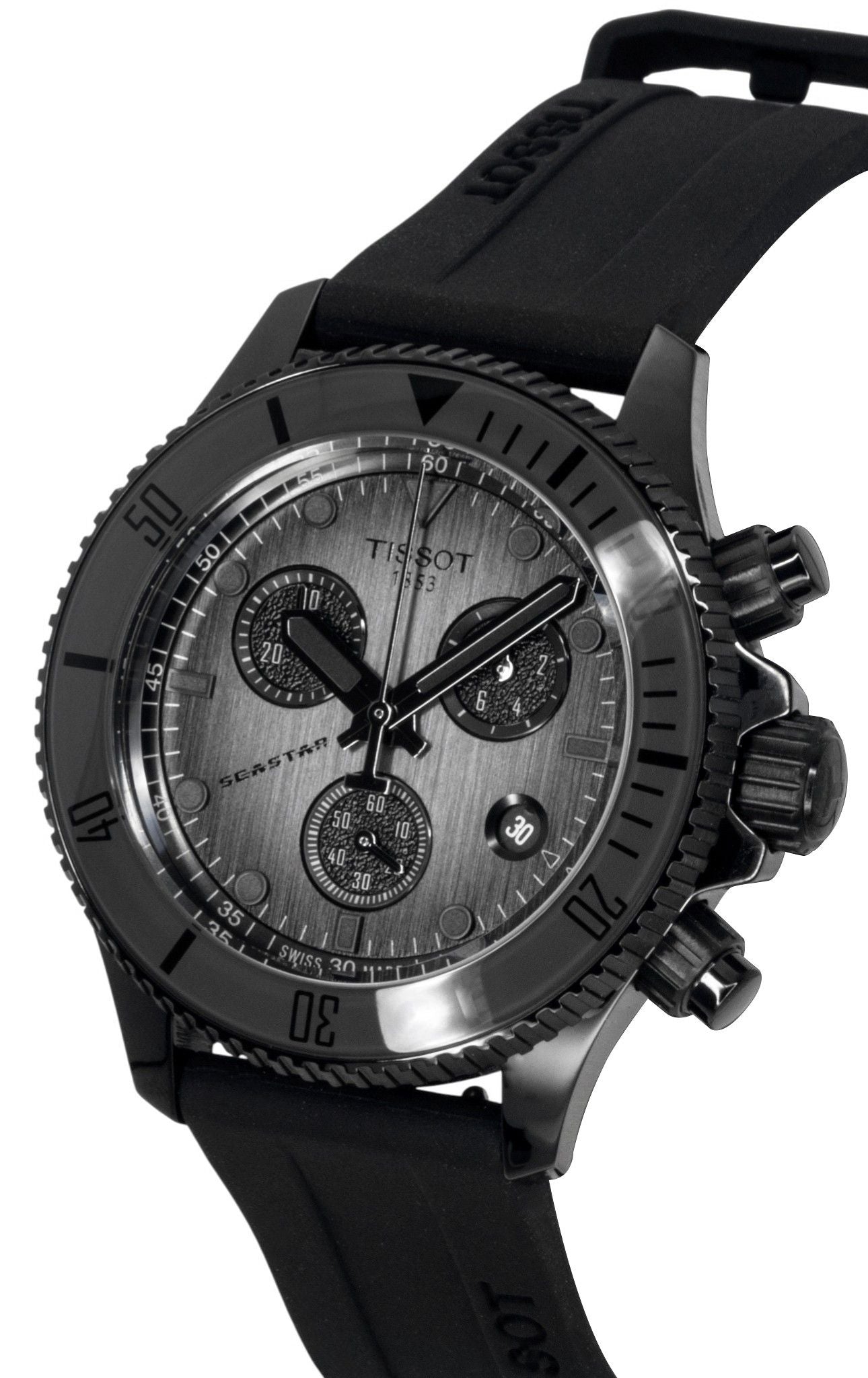 Tissot SeaStar 1000 Chronograph Synthetic Strap Schwarzes Zifferblatt Quarz Taucher T120.217.37.061.00 300M Herrenuhr