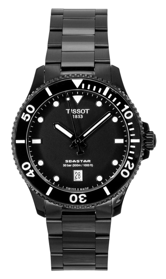 Tissot SeaStar 1000 Edelstahl Schwarzes Zifferblatt Quarz Taucher T120.410.33.051.00 300M Herrenuhr
