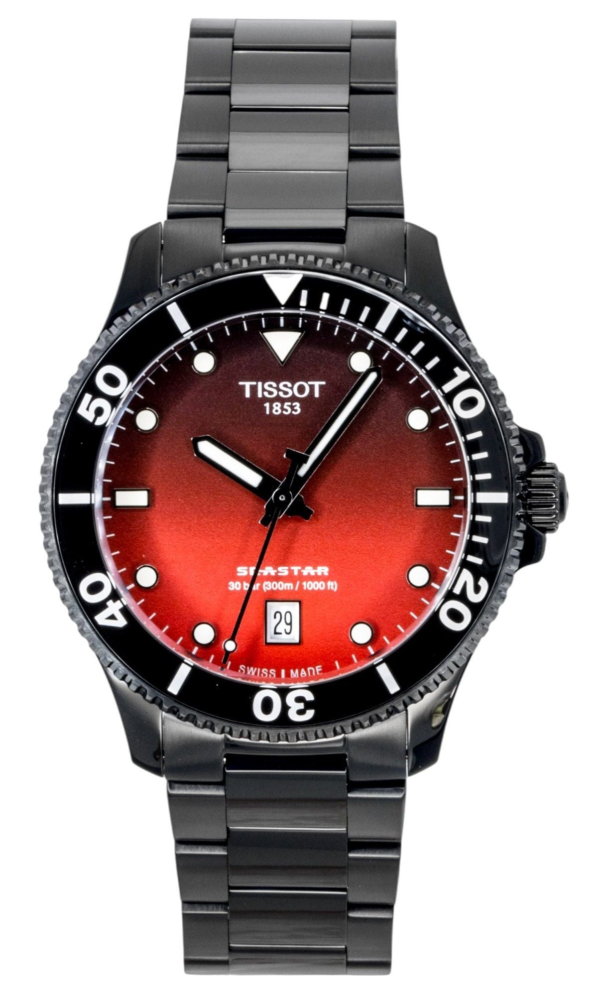 Tissot SeaStar 1000 Edelstahl Red And Schwarzes Zifferblatt Quarz T120.410.33.421.00 300M Herrenuhr