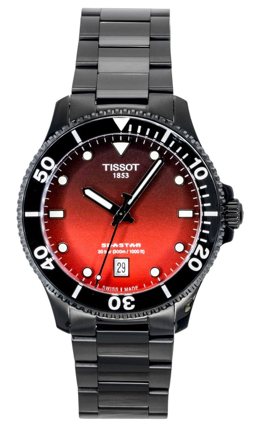 Tissot SeaStar 1000 Edelstahl Red And Schwarzes Zifferblatt Quarz T120.410.33.421.00 300M Herrenuhr
