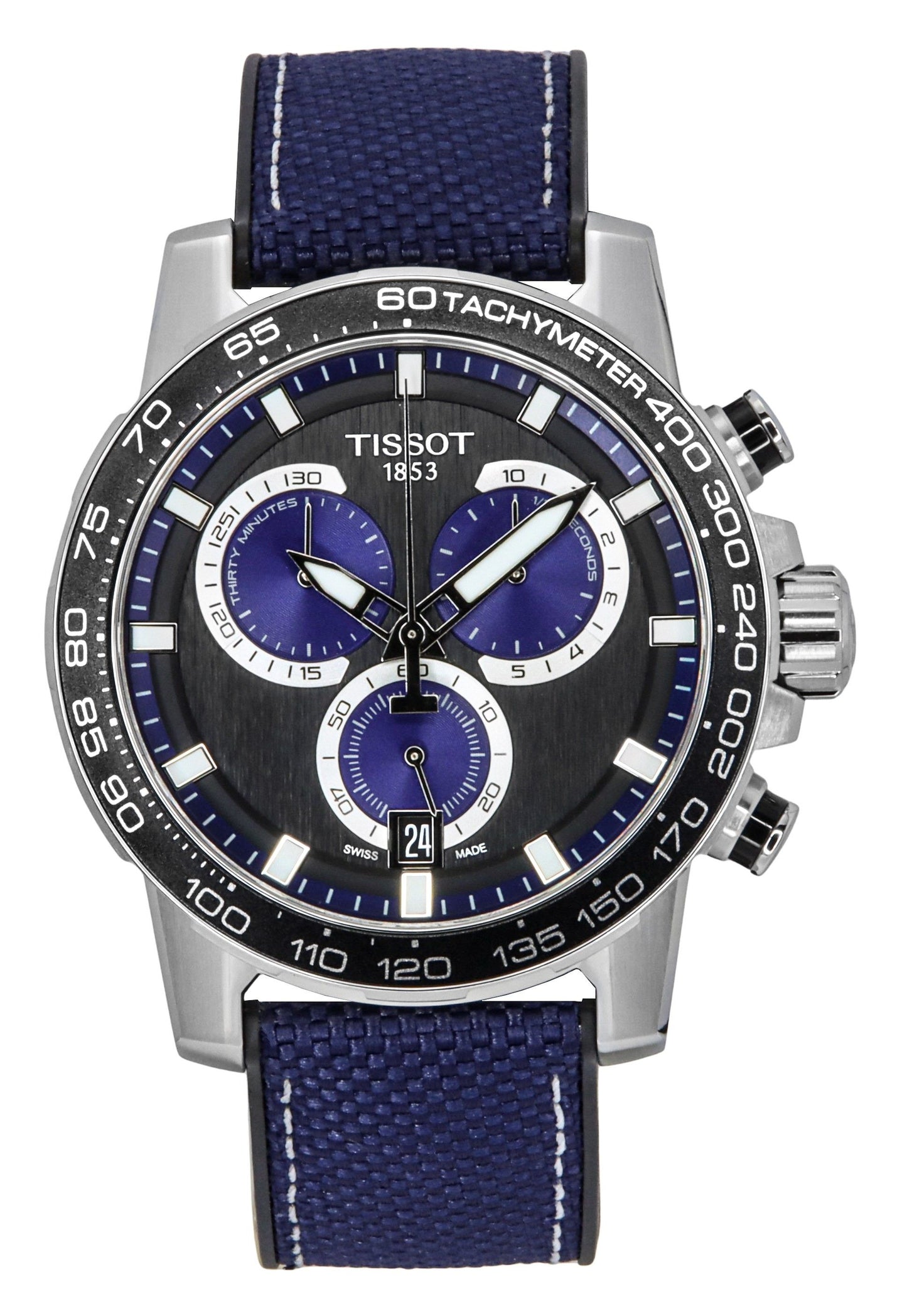 Tissot Supersport Chronograph Textile Strap Schwarzes Zifferblatt Quarz T125.617.17.051.03 100M Herrenuhr