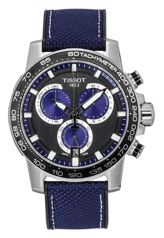 Tissot Supersport Chronograph Textile Strap Schwarzes Zifferblatt Quarz T125.617.17.051.03 100M Herrenuhr