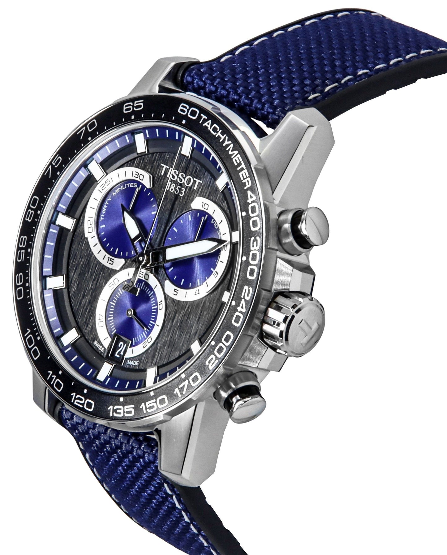 Tissot Supersport Chronograph Textile Strap Schwarzes Zifferblatt Quarz T125.617.17.051.03 100M Herrenuhr