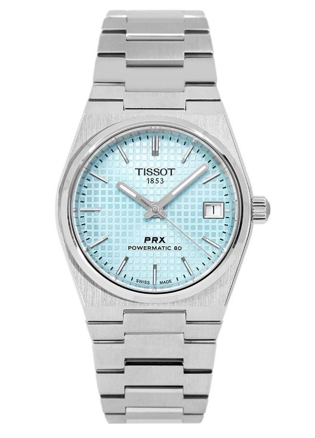Tissot T-Classic PRX Powermatic 80 Edelstahl Ice Blaues Zifferblatt Automatik T137.207.11.351.00 100M Damenuhr