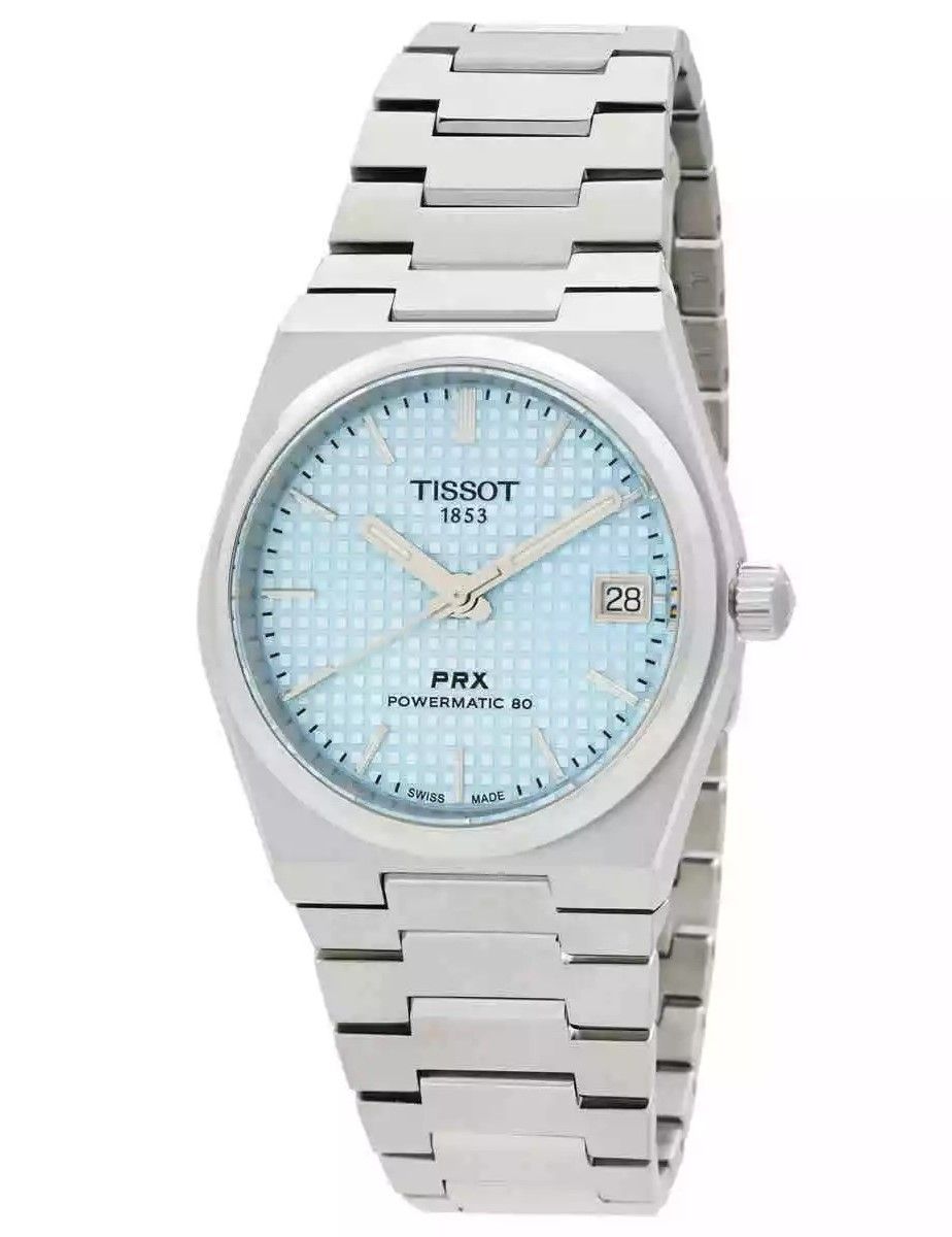 Tissot T-Classic PRX Powermatic 80 Edelstahl Ice Blaues Zifferblatt Automatik T137.207.11.351.00 100M Damenuhr