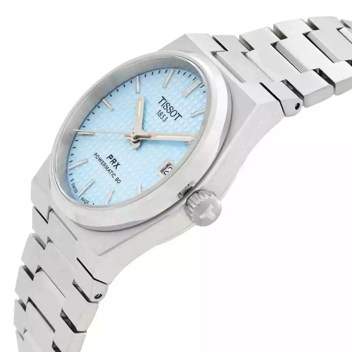Tissot T-Classic PRX Powermatic 80 Edelstahl Ice Blaues Zifferblatt Automatik T137.207.11.351.00 100M Damenuhr