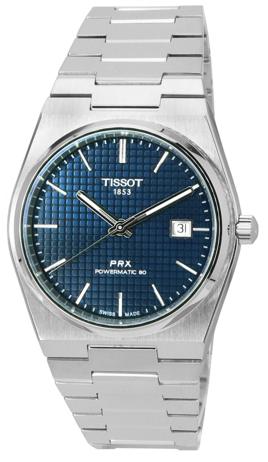 Tissot PRX T-Classic Powermatic 80 Edelstahl Blaues Zifferblatt T137.407.11.041.00 T1374071104100 100M Herrenuhr