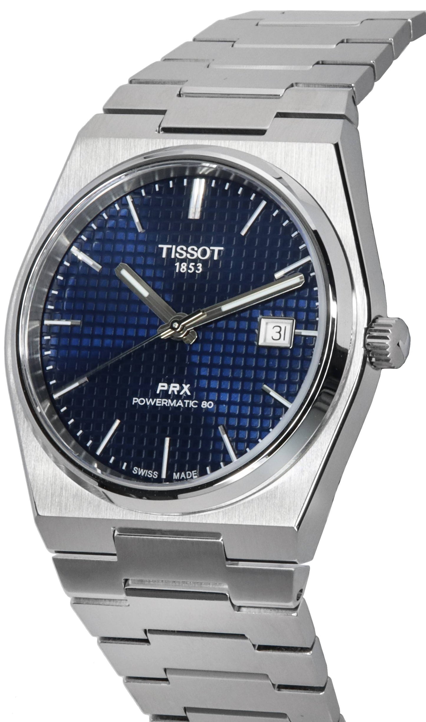 Tissot PRX T-Classic Powermatic 80 Edelstahl Blaues Zifferblatt T137.407.11.041.00 T1374071104100 100M Herrenuhr
