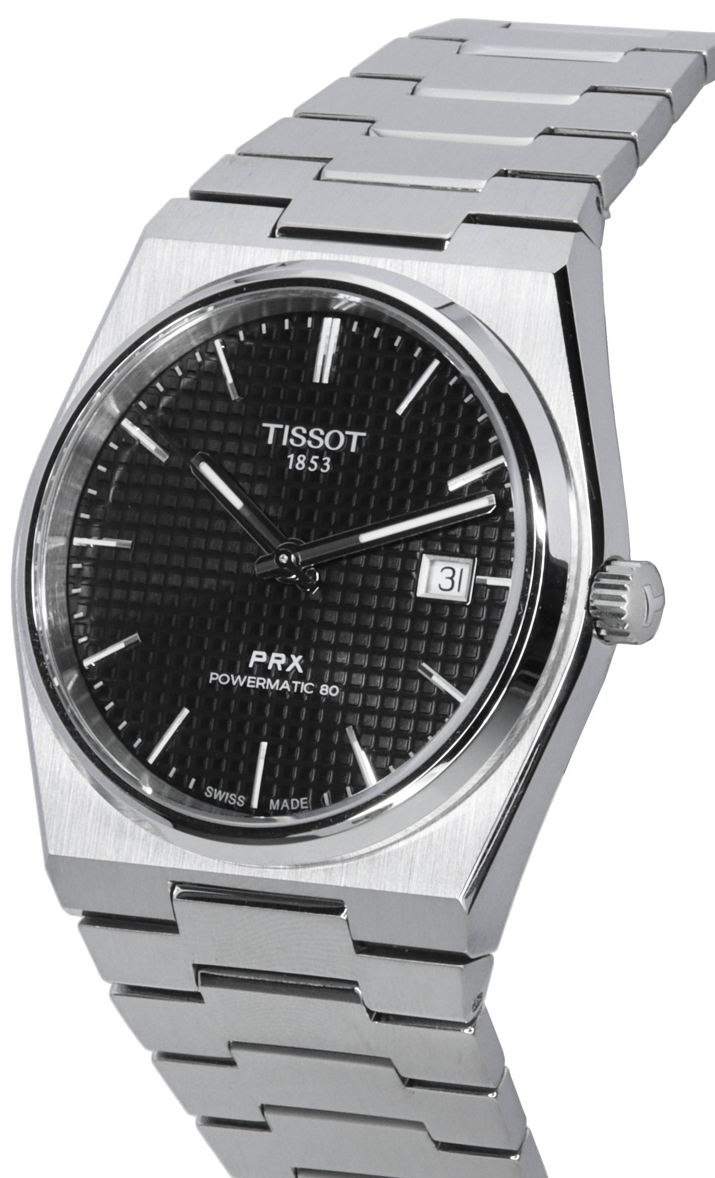 Tissot PRX T-Classic Powermatic 80 Edelstahl Schwarzes Zifferblatt T137.407.11.051.00 T1374071105100 100M Herrenuhr
