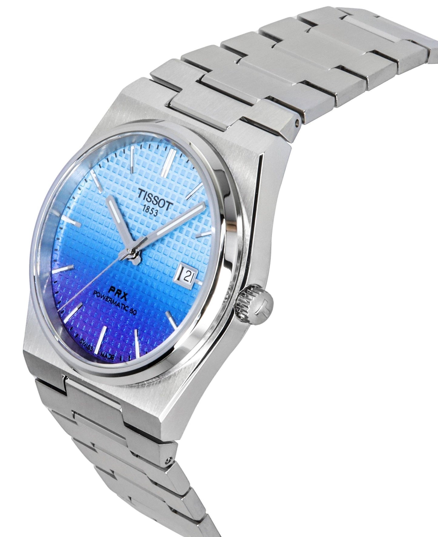 Tissot PRX Powermatic 80 Gradient Edelstahl Ice Blue Chameleon Dial Automatik T137.407.11.351.01 100M Herrenuhr