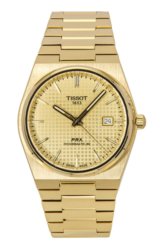 Tissot PRX Powermatic 80 Goldfarben Edelstahl Champagnerfarbenes Zifferblatt Automatik T137.407.33.021.00 100M Herrenuhr