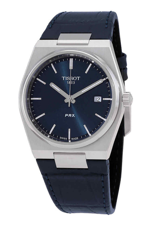 Tissot T-Classic PRX Lederarmband Blaues Zifferblatt Quarz T137.410.16.041.00 100M Herrenuhr