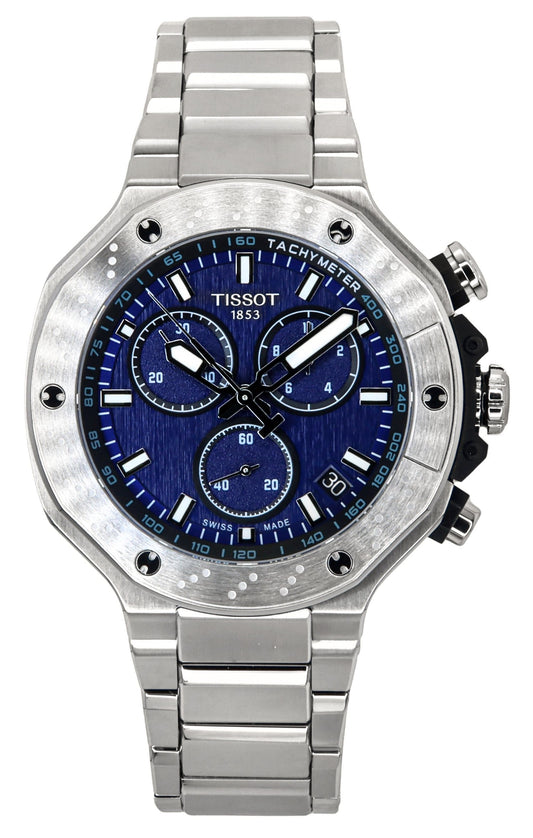 Tissot T-Race Chronograph Edelstahl Blaues Zifferblatt Quarz T141.417.11.041.00 100M Herrenuhr