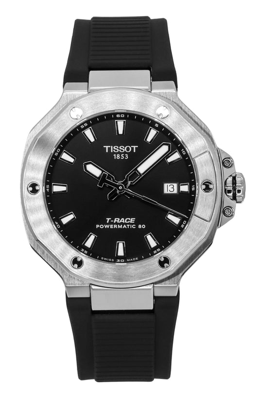 Tissot T-Race Powermatic 80 Silicone Strap Schwarzes Zifferblatt Automatik T141.807.17.051.00 100M Herrenuhr