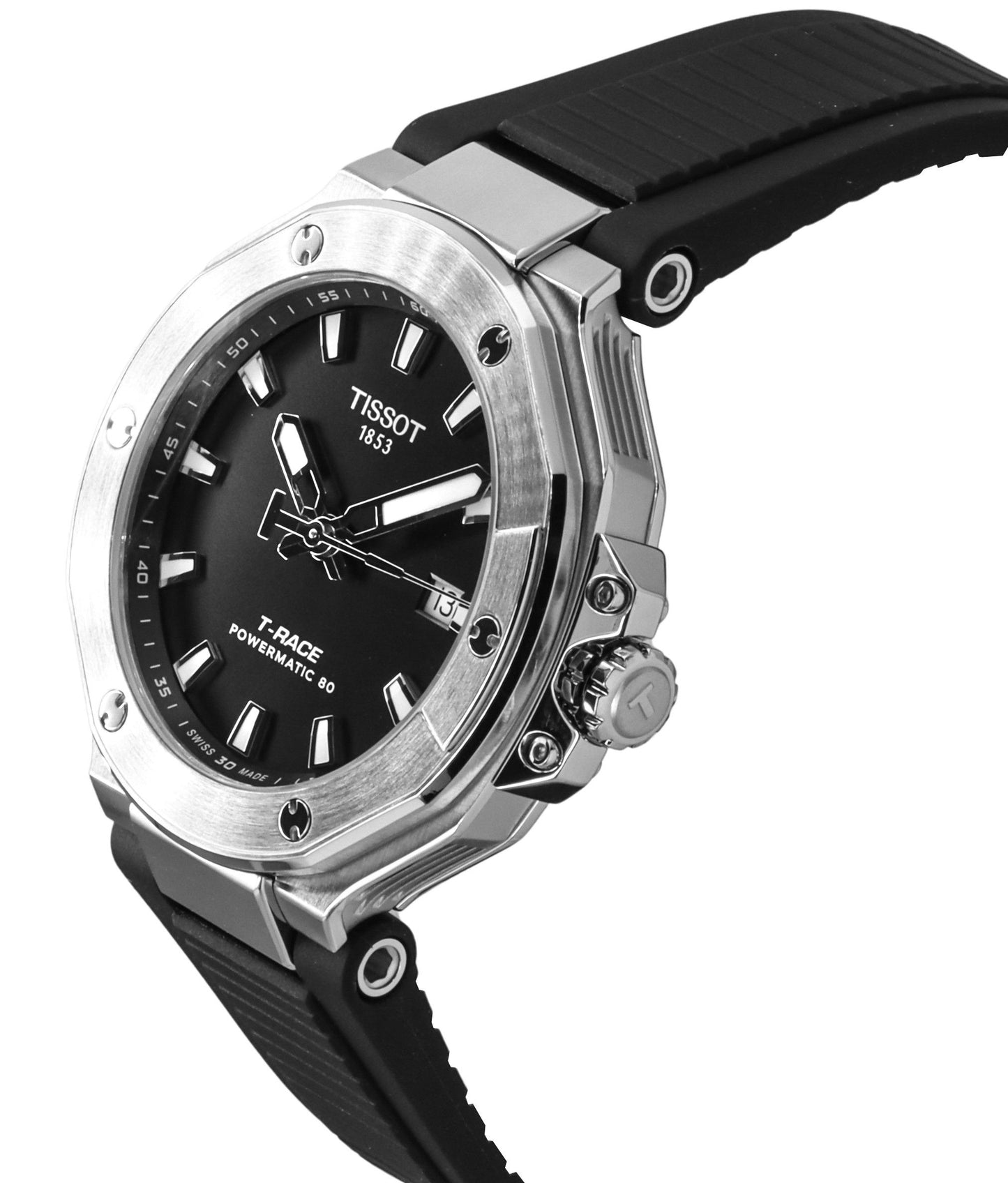 Tissot T-Race Powermatic 80 Silicone Strap Schwarzes Zifferblatt Automatik T141.807.17.051.00 100M Herrenuhr