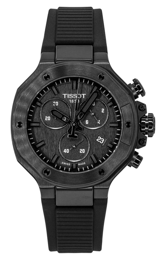 Tissot T-Race Chronograph Silicone Strap Schwarzes Zifferblatt Quarz T141.817.37.051.00 100M Herrenuhr
