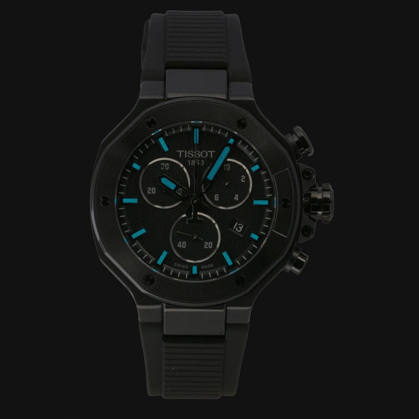 Tissot T-Race Chronograph Silicone Strap Schwarzes Zifferblatt Quarz T141.817.37.051.00 100M Herrenuhr
