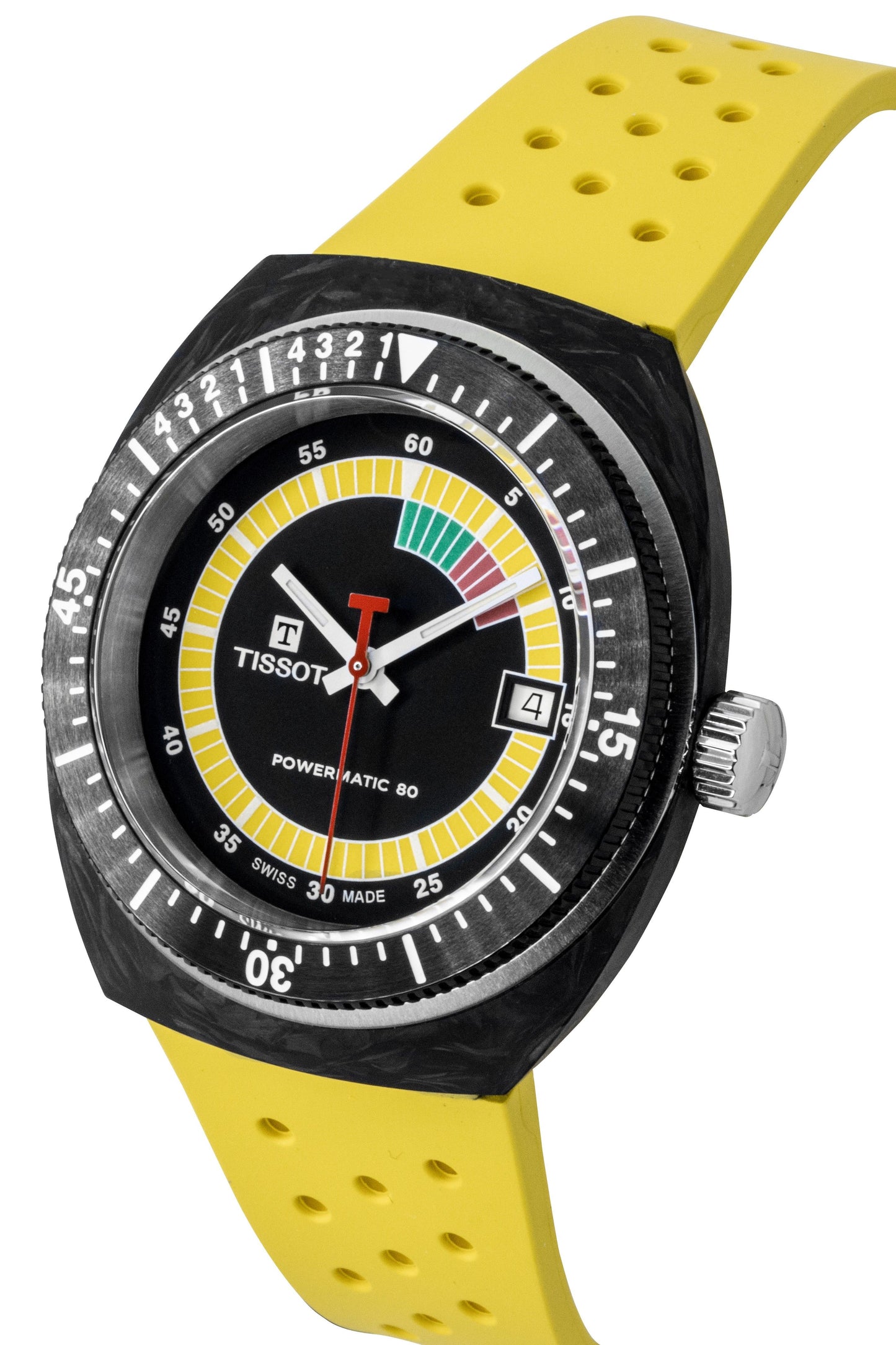 Tissot Sideral S Synthetic Strap Schwarzes Zifferblatt Automatik Taucher T145.407.97.057.00 300M Herrenuhr