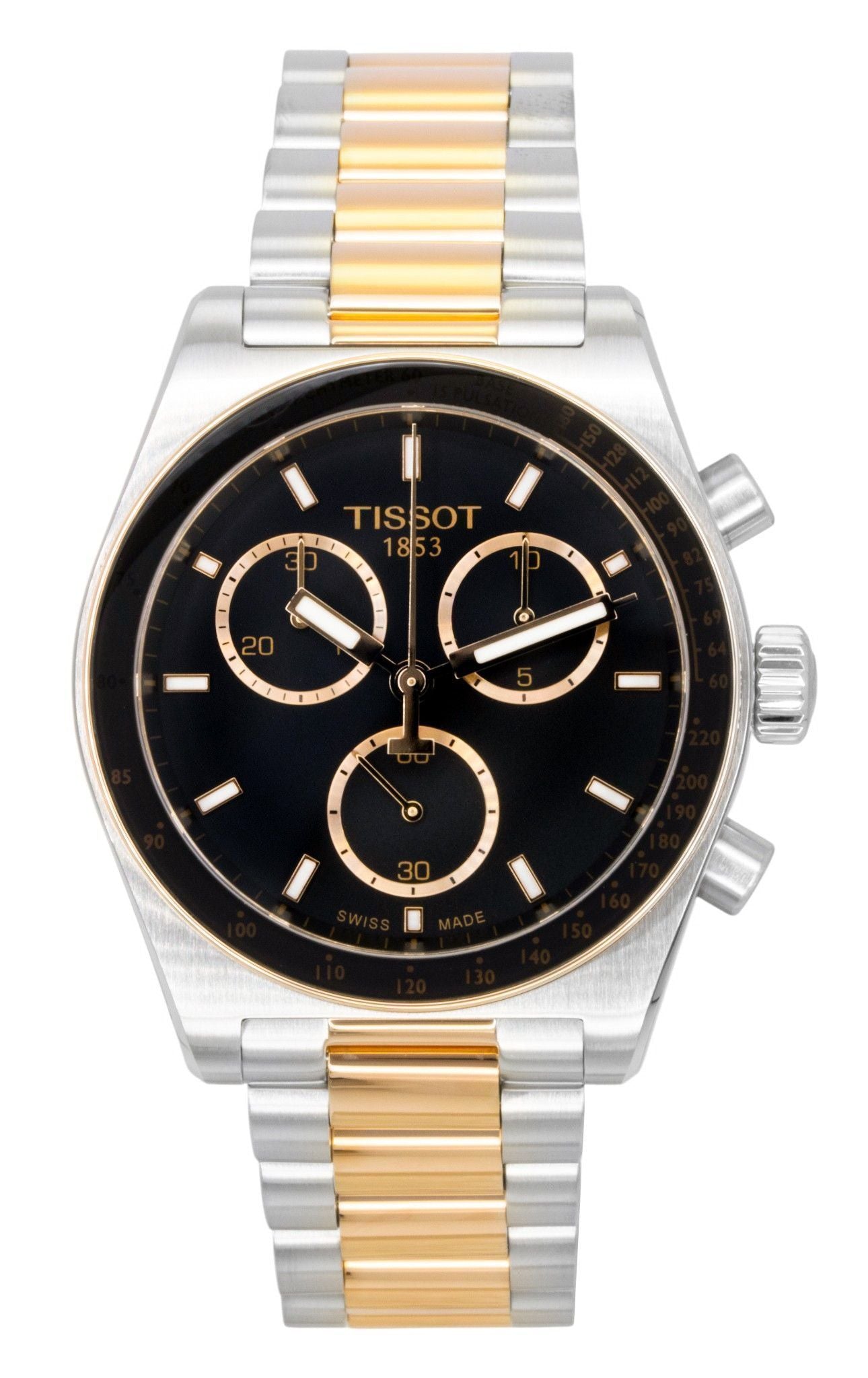Tissot PR516 Chronograph Two Tone Edelstahl Schwarzes Zifferblatt Quarz T149.417.22.051.01 100M Herrenuhr