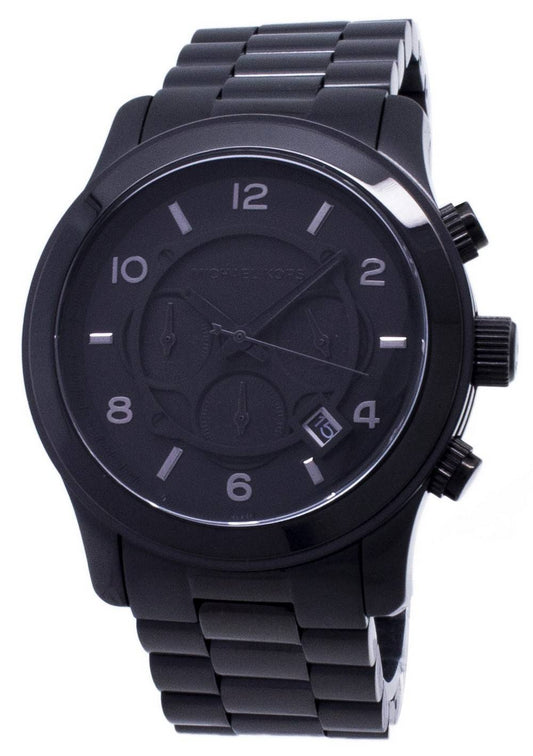 General?berholt Michael Kors Runway Chronograph Edelstahl Schwarzes Zifferblatt Quarz MK8157 100M Herrenuhr