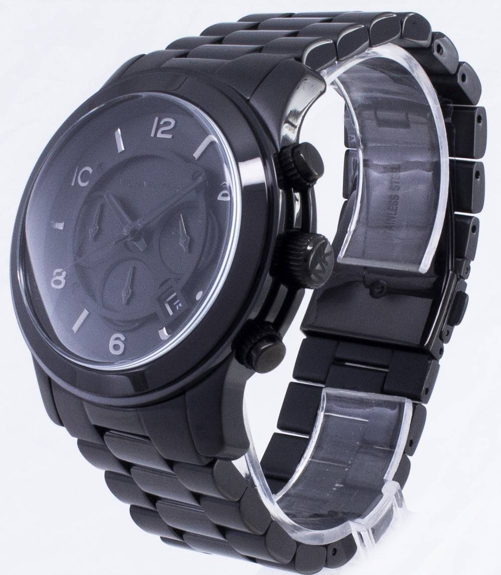 General?berholt Michael Kors Runway Chronograph Edelstahl Schwarzes Zifferblatt Quarz MK8157 100M Herrenuhr