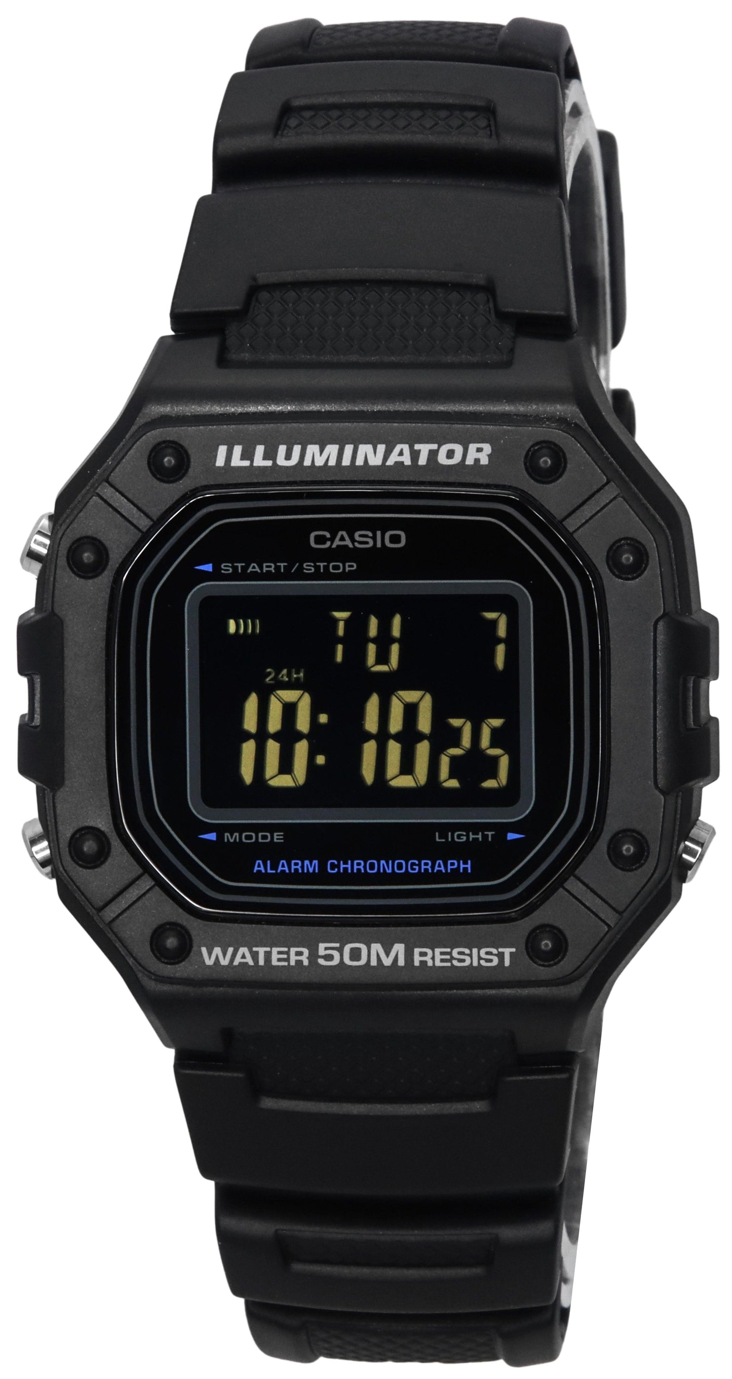 Casio Standard Digital Resin Strap Schwarzes Zifferblatt Quarz W-218H-1B Herrenuhr
