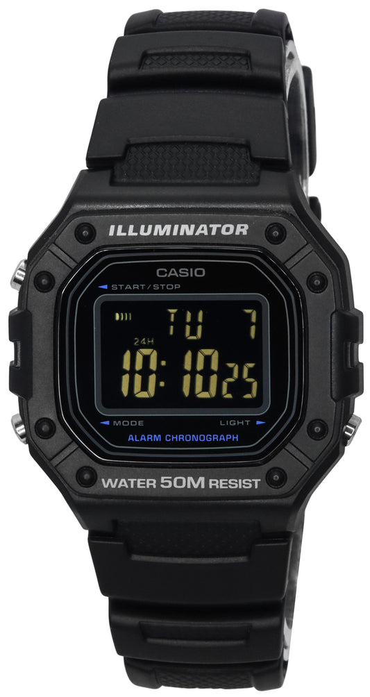 Casio Standard Digital Resin Strap Schwarzes Zifferblatt Quarz W-218H-1B Herrenuhr