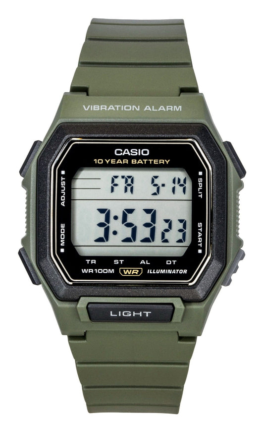 Casio Digital Resin Strap Schwarzes Zifferblatt Quarz W-738H-3AV 100M Herrenuhr