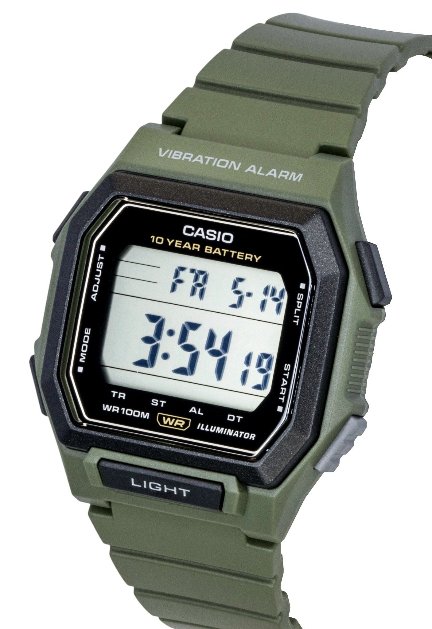 Casio Digital Resin Strap Schwarzes Zifferblatt Quarz W-738H-3AV 100M Herrenuhr