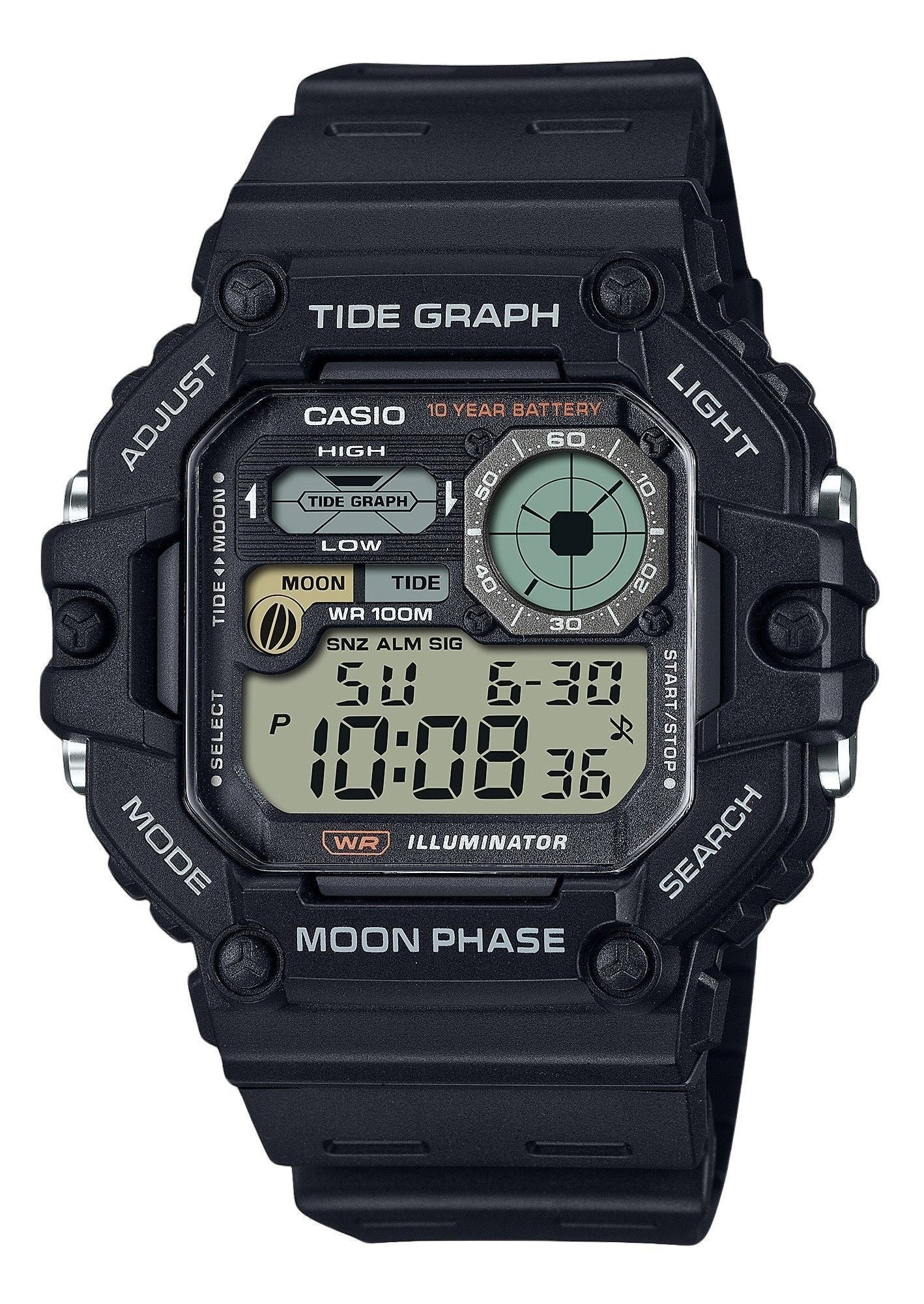 Casio Standard Digital Graph Moon Phase Resin Strap Quarz WS-1700H-1AV 100M Herrenuhr