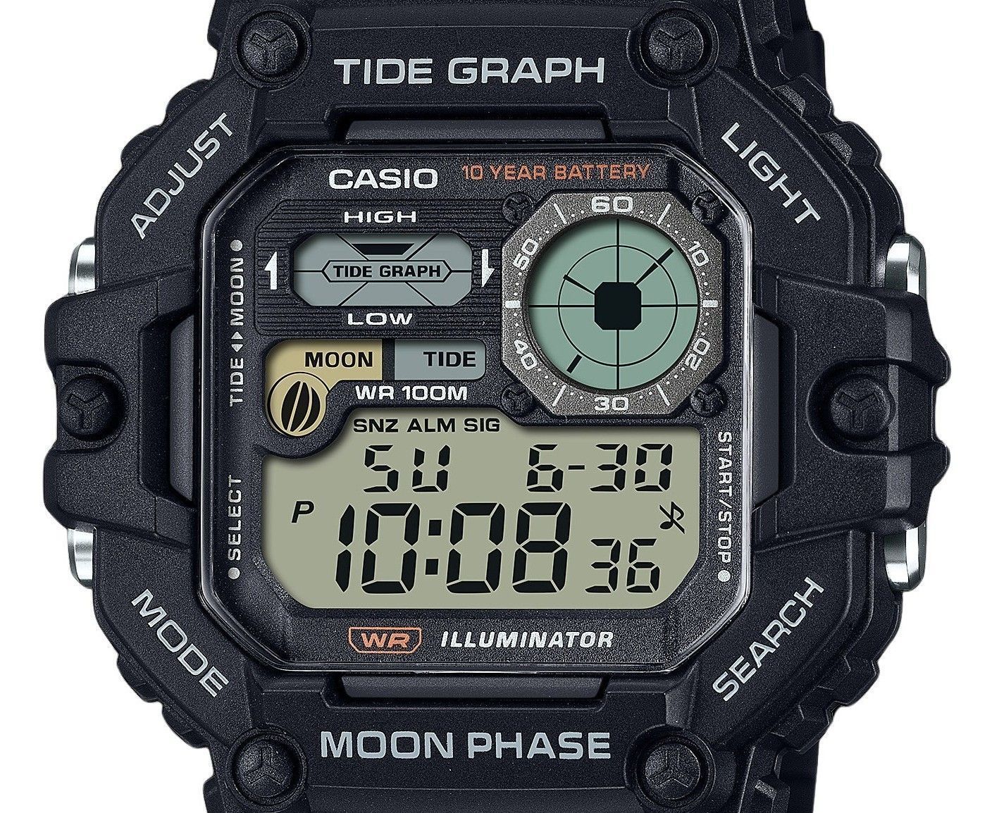Casio Standard Digital Graph Moon Phase Resin Strap Quarz WS-1700H-1AV 100M Herrenuhr