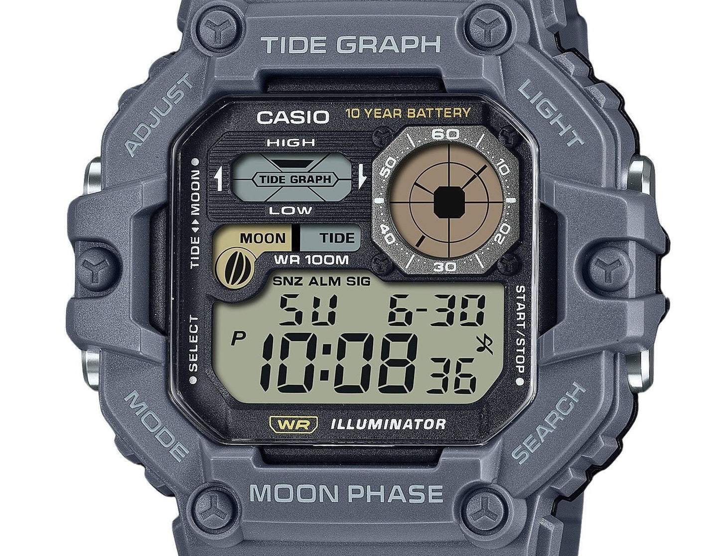 Casio Standard Digital Graph Moon Phase Resin Strap Quarz WS-1700H-8AV 100M Herrenuhr