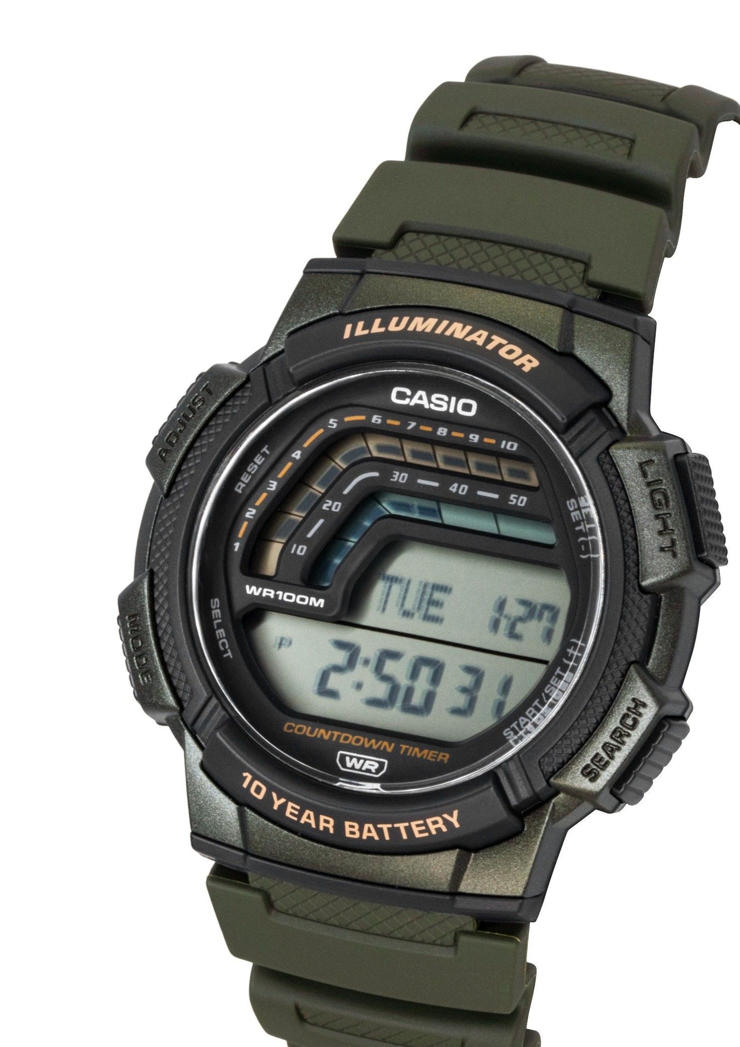 Casio Digital Resin Strap Quarz WS-1800-3AV 100M Herrenuhr