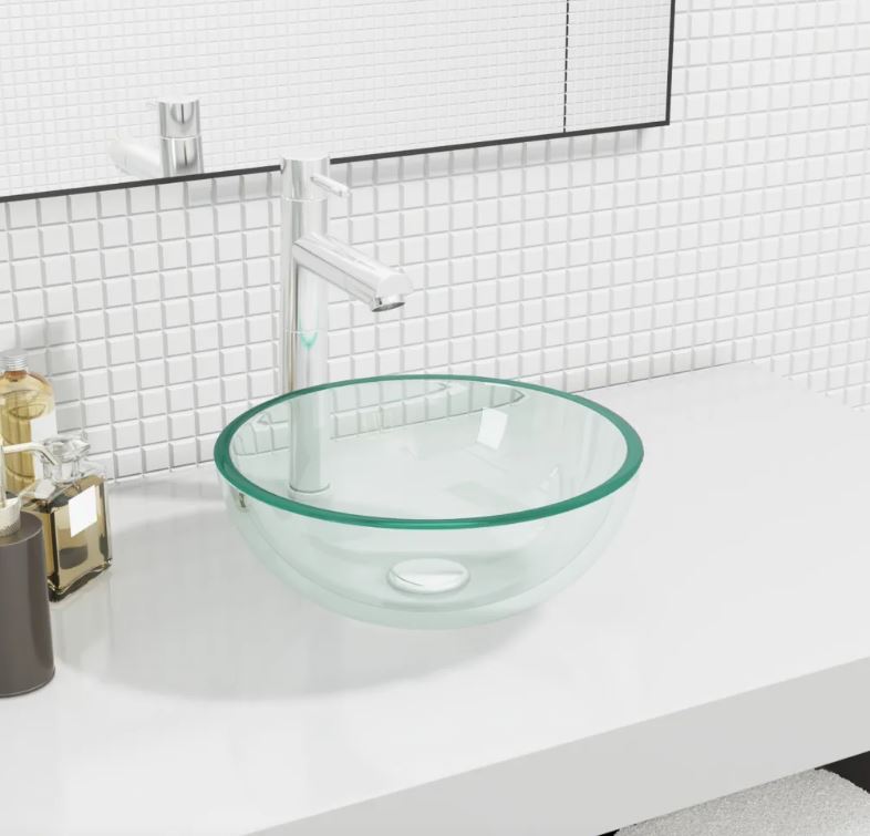Waschbecken Hartglas 30x12 cm Transparent