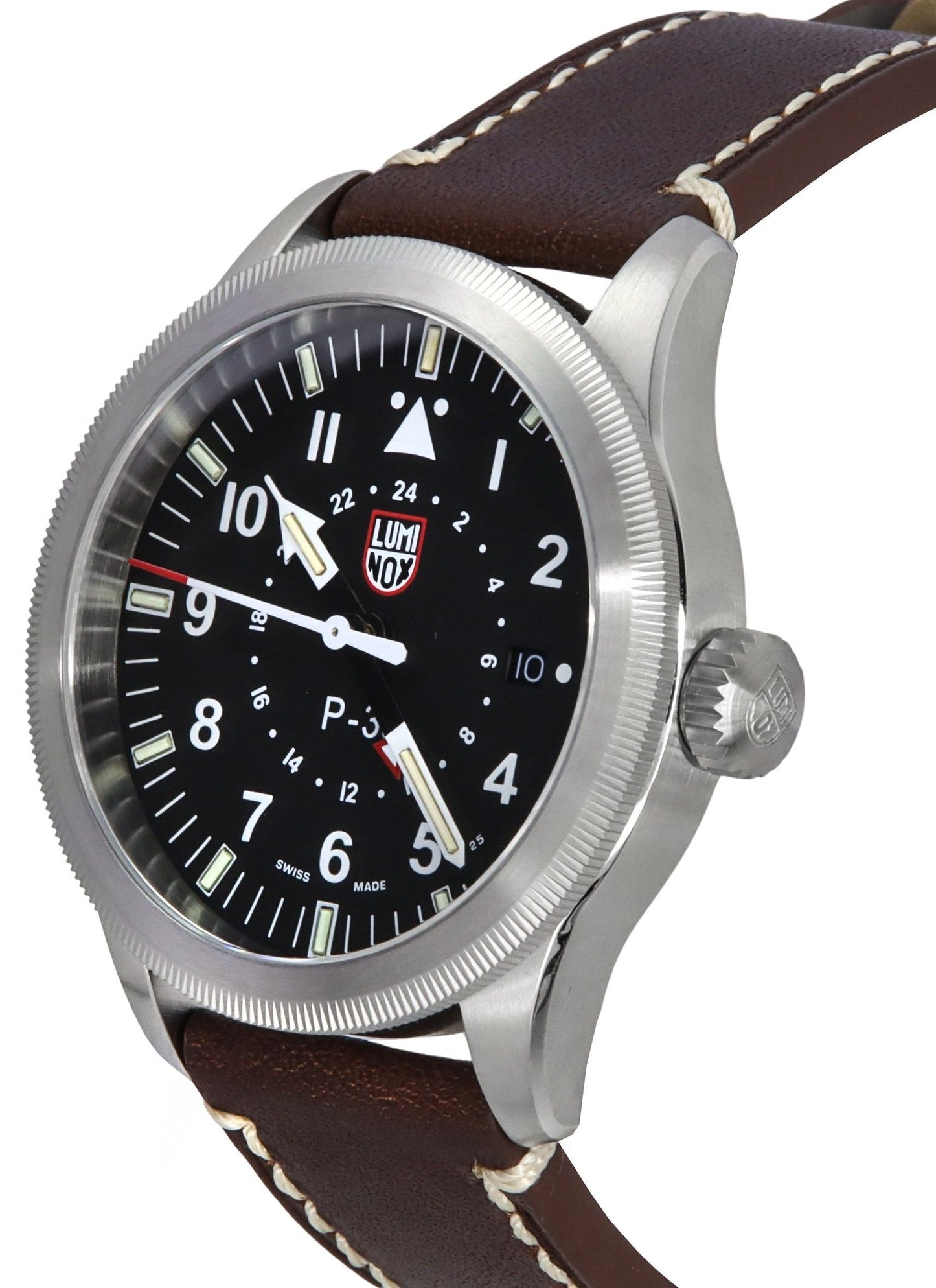 Luminox Air Pilot P-38 Lightning GMT Lederarmband Schwarzes Zifferblatt Swiss Quarz XA.9521 100M Herrenuhr