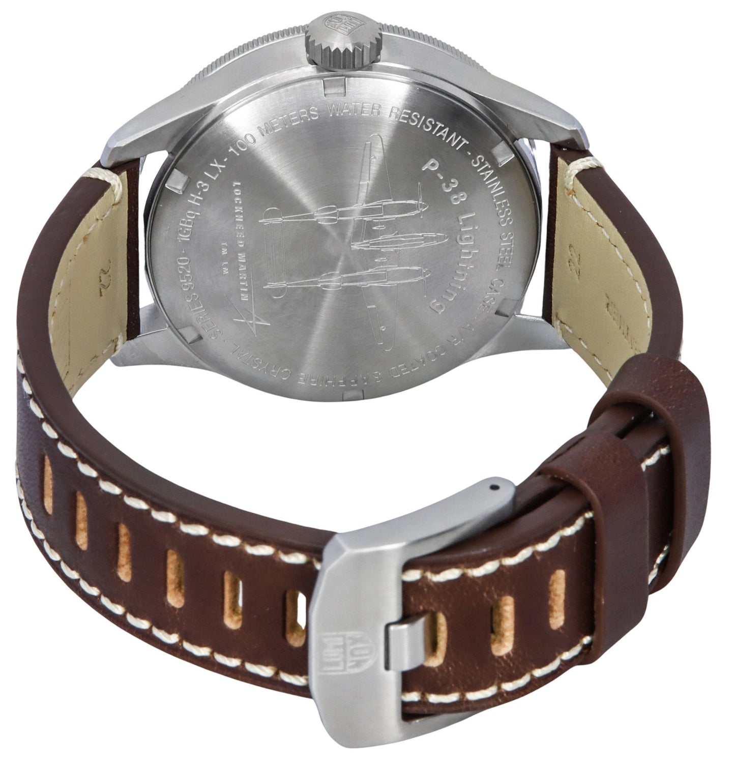 Luminox Air Pilot P-38 Lightning GMT Lederarmband Schwarzes Zifferblatt Swiss Quarz XA.9521 100M Herrenuhr