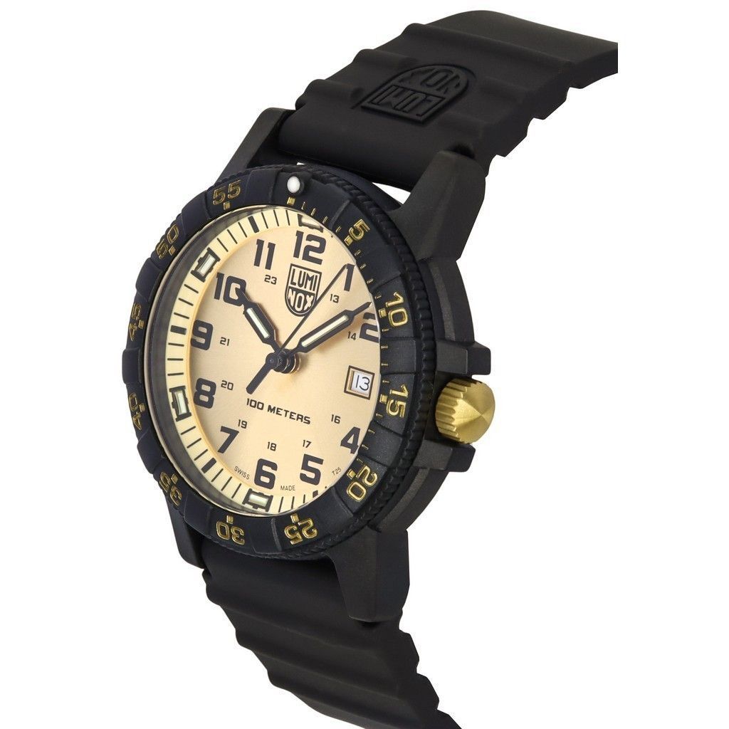 Luminox Sea Turtle Giant Plastic Strap Gold Dial Swiss Quarz XS.0325.GP 100M Herrenuhr