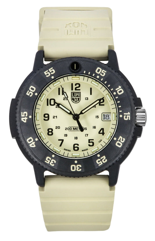 Luminox Original Navy Seal EVO Rubber Strap Beige Dial Quarz Taucher XS.3010.EVO.S 200M Herrenuhr