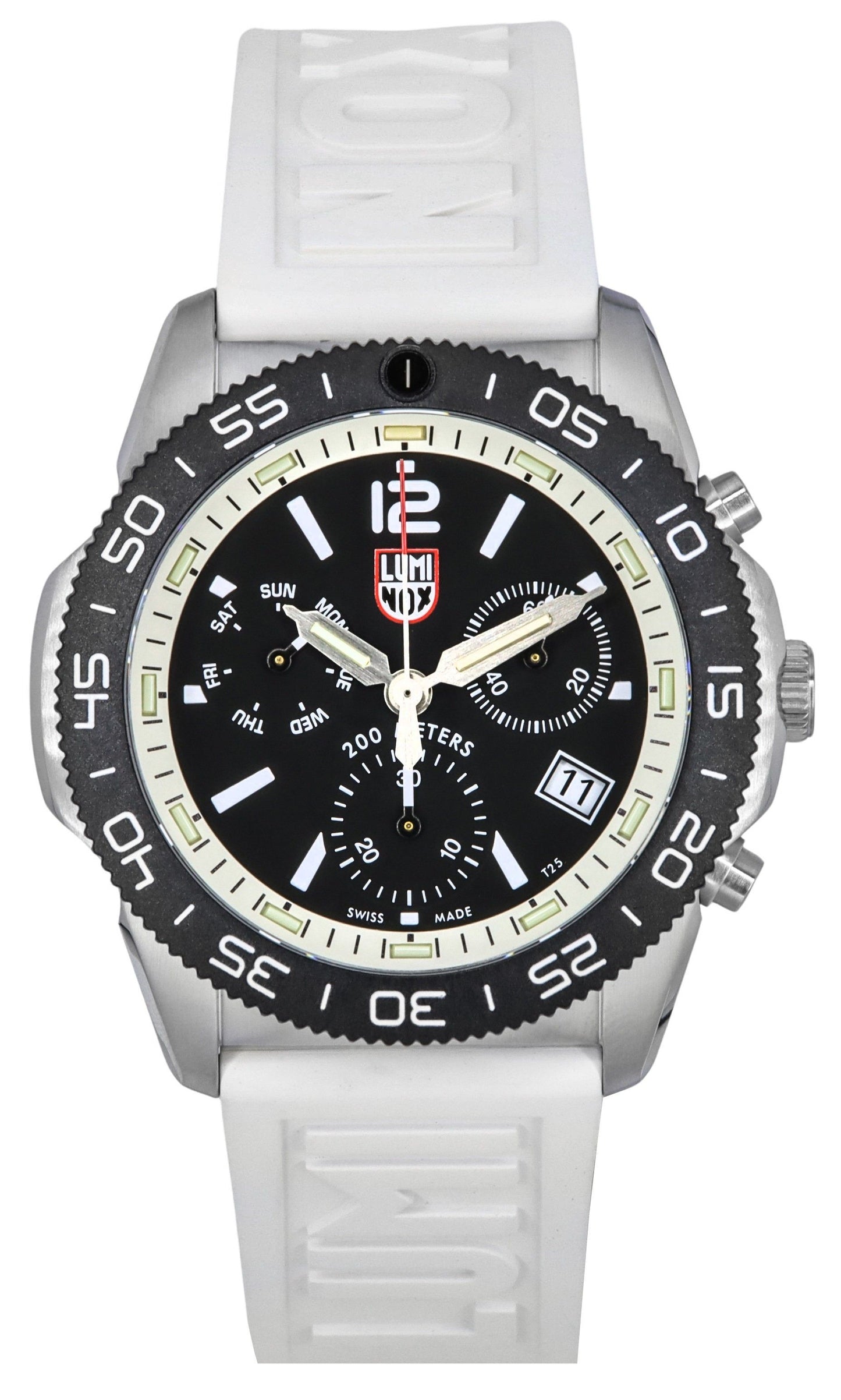 Luminox Pacific Diver Chronograph White Rubber Strap Schwarzes Zifferblatt Swiss Quarz Taucher XS.3141 200M Herrenuhr