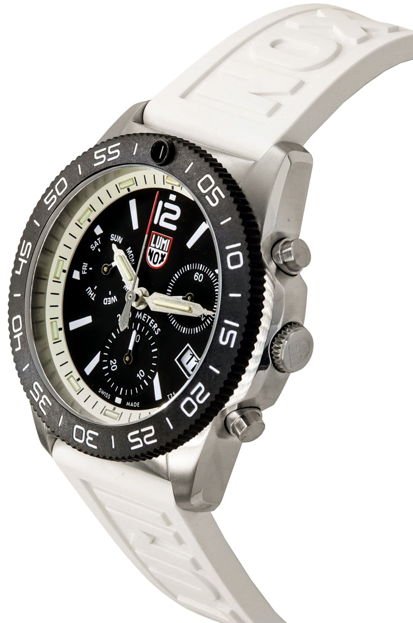 Luminox Pacific Diver Chronograph White Rubber Strap Schwarzes Zifferblatt Swiss Quarz Taucher XS.3141 200M Herrenuhr
