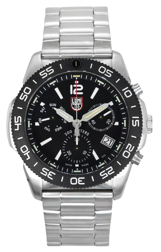 Luminox Pacific Diver Chronograph Edelstahl Schwarzes Zifferblatt Quarz XS.3142 200M Herrenuhr