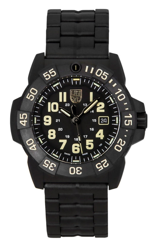 Luminox Navy SEAL 3500 Military Edelstahl Schwarzes Zifferblatt Quarz Taucher XS.3510 200M Herrenuhr