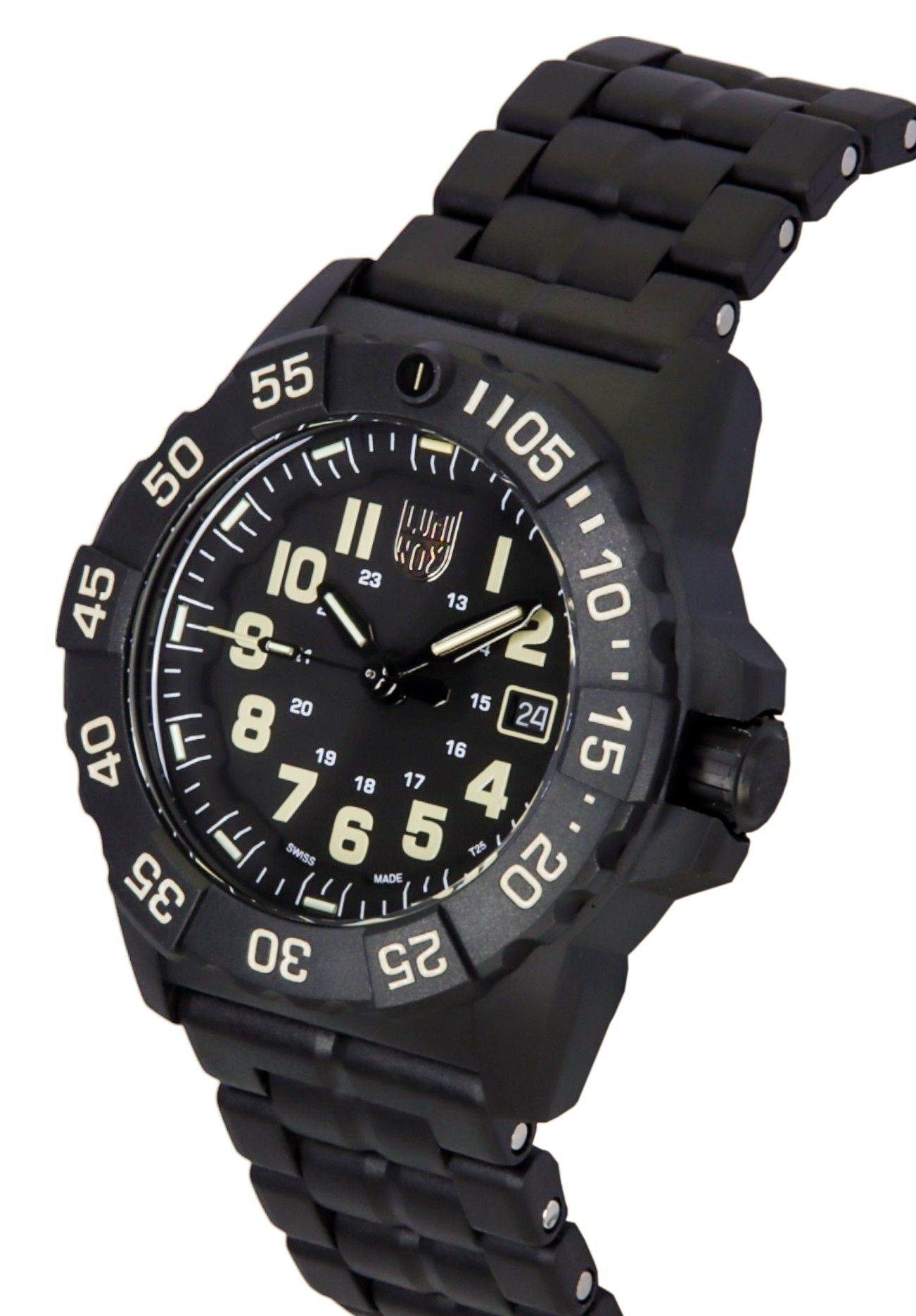 Luminox Navy SEAL 3500 Military Edelstahl Schwarzes Zifferblatt Quarz Taucher XS.3510 200M Herrenuhr