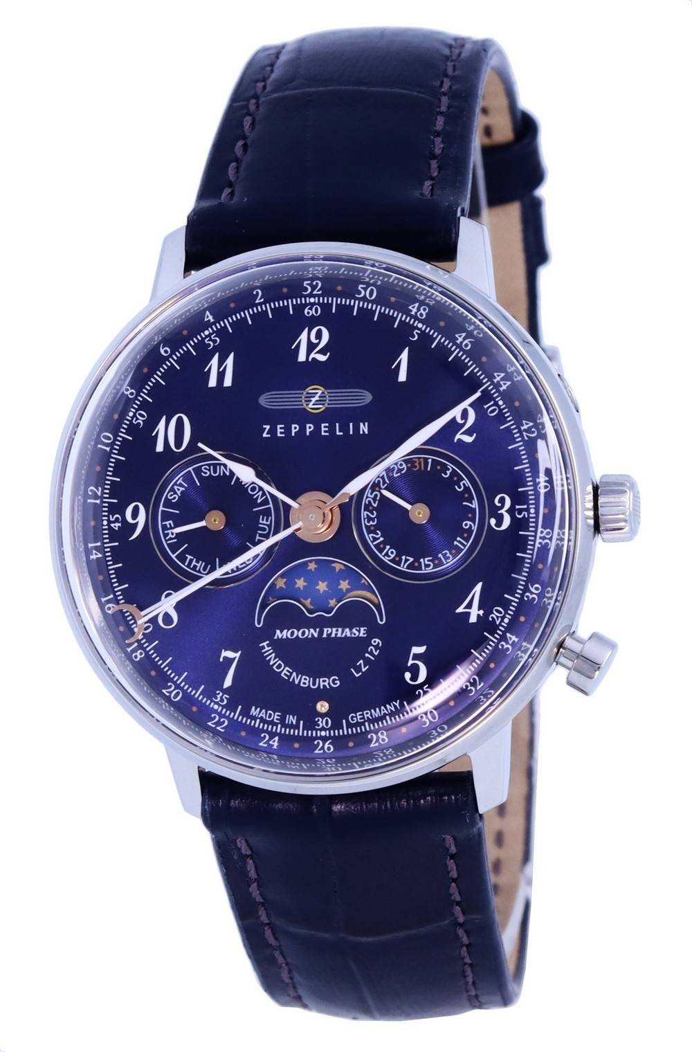 Zeppelin LZ129 Hindenburg Moonphase Blaues Zifferblatt Quarz 7037-3 70373 Damenuhr