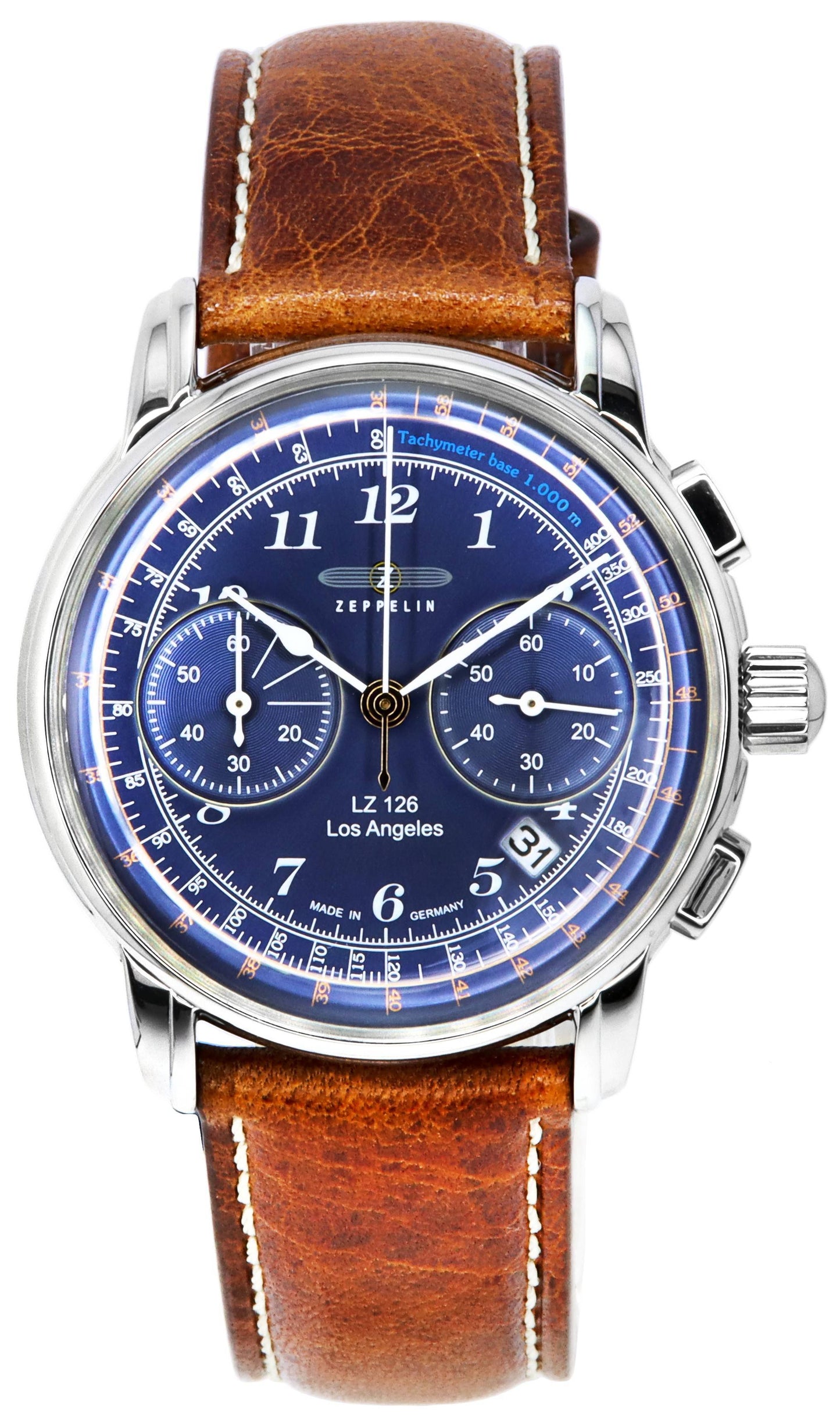Zeppelin LZ126 Los Angeles Chronograph Blaues Zifferblatt Quarz Z76143 Herrenuhr