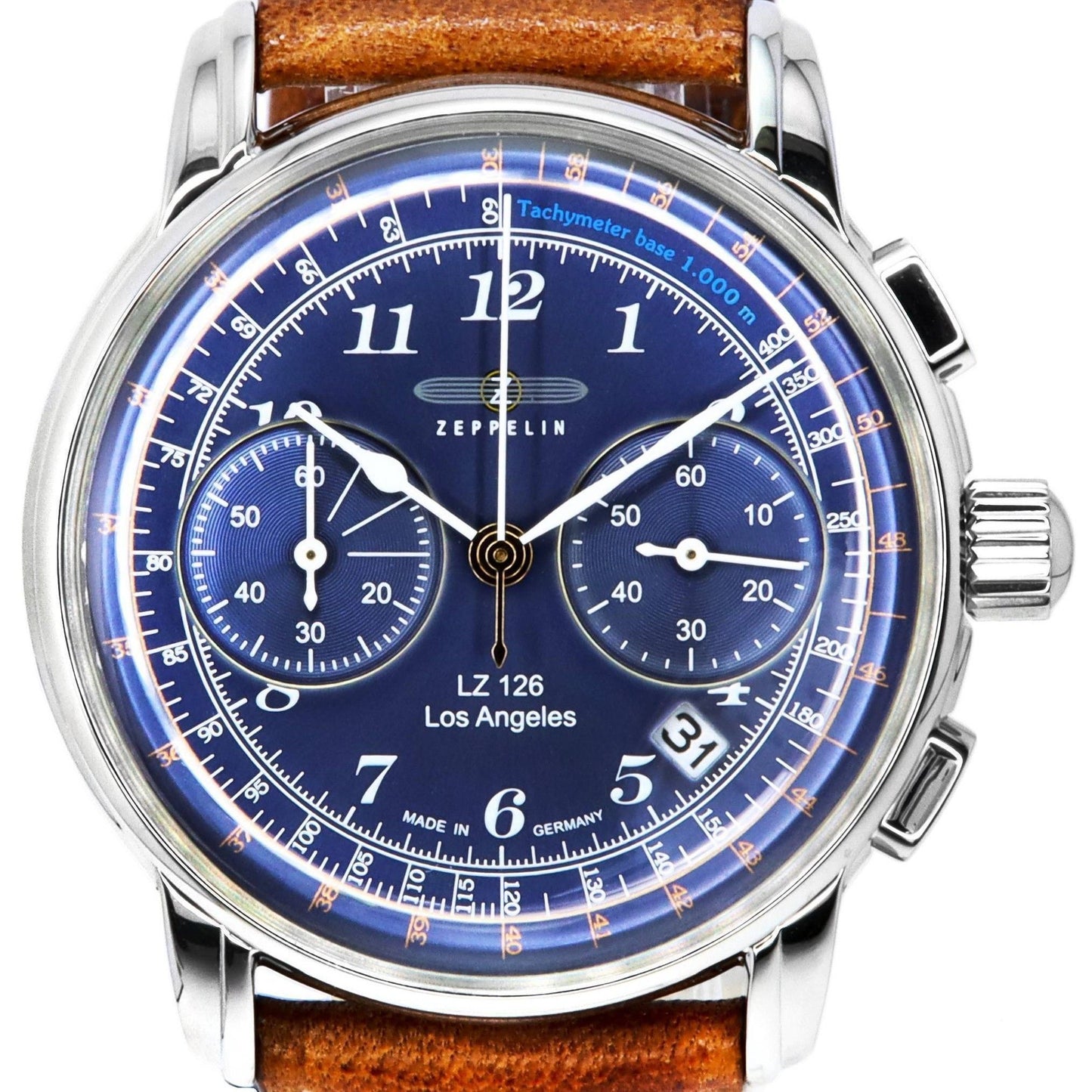 Zeppelin LZ126 Los Angeles Chronograph Blaues Zifferblatt Quarz Z76143 Herrenuhr