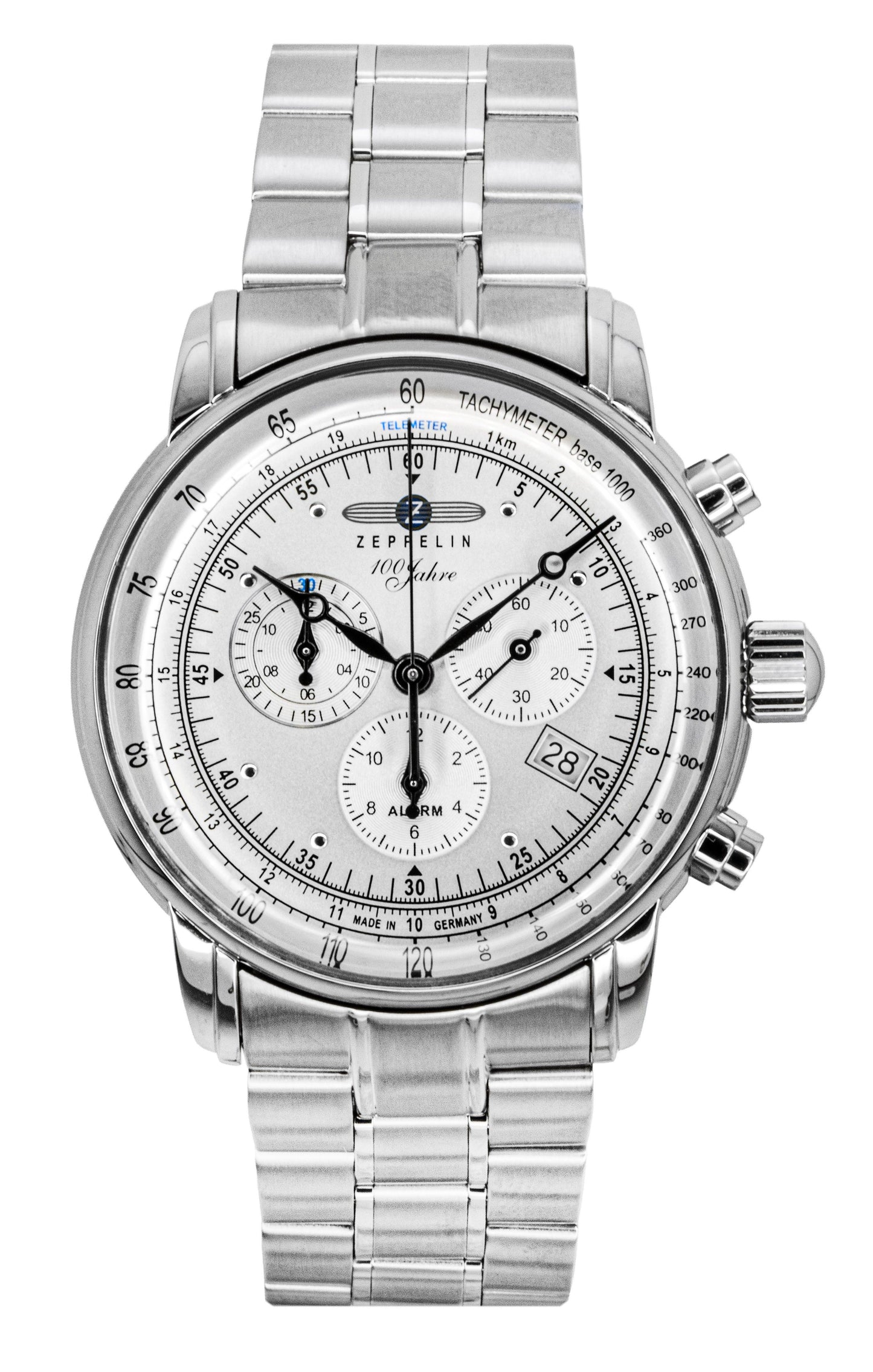 Zeppelin 100 Jahre Chronograph Edelstahl White Dial Quarz 7680MB1 Herrenuhr