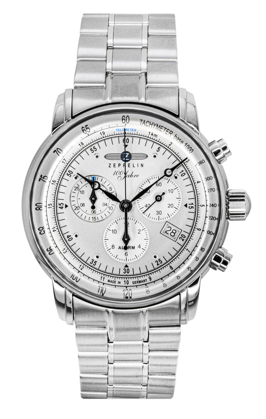 Zeppelin 100 Jahre Chronograph Edelstahl White Dial Quarz 7680MB1 Herrenuhr