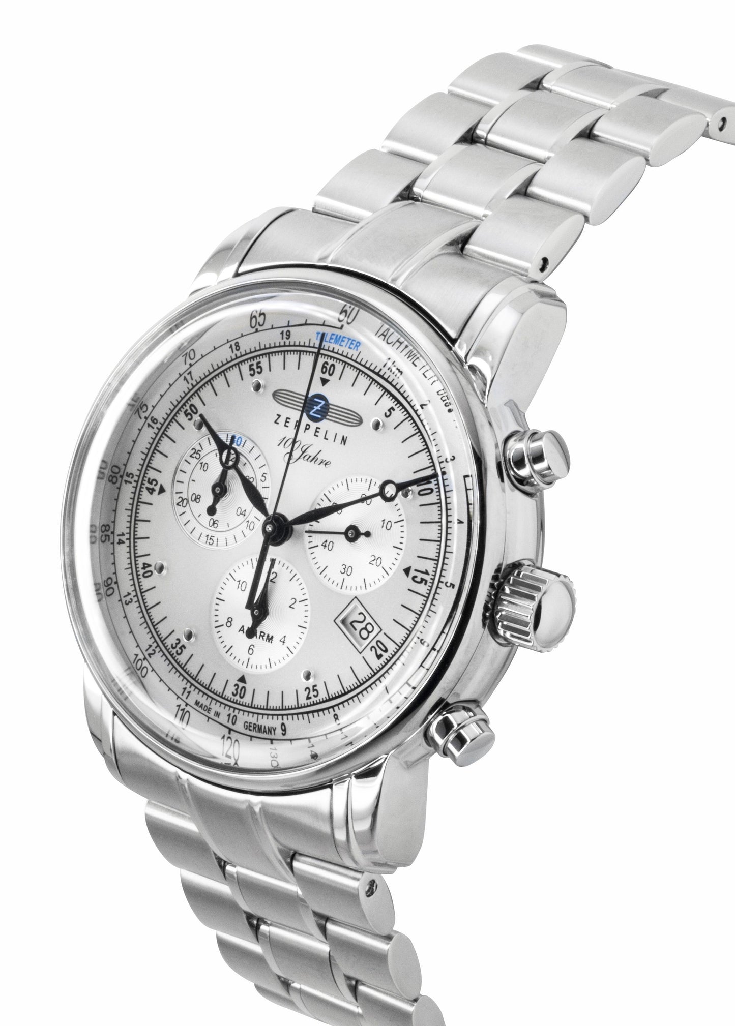 Zeppelin 100 Jahre Chronograph Edelstahl White Dial Quarz 7680MB1 Herrenuhr
