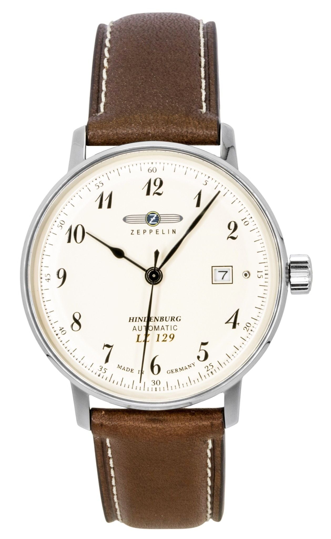 Zeppelin LZ129 Hindenburg Lederarmband Beige Dial Automatik 80565 Herrenuhr